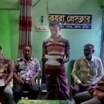 কয়রায় মাদ্রাসা কমিটি বিতর্ক নিয়ে সংবাদ সম্মেলনের দৃশ্য