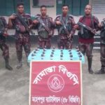 মহেশপুর সীমান্তে বিজিবি অভিযানে উদ্ধারকৃত নিষিদ্ধ মদ, সিরাপ ও ভায়াগ্রা ট্যাবলেটের জব্দকৃত চালান